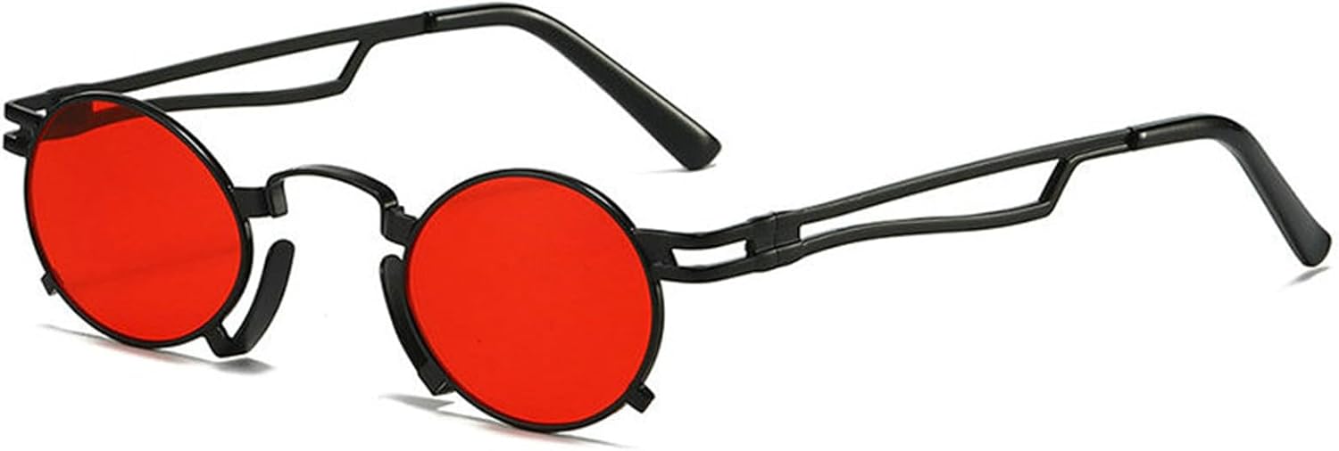 

Солнцезащитные очки Willochra Retro Small Oval для женщин, модные, с уникальной металлической оправой, защита от УФ-излучения UV400, для мужчин, в стиле панк, красные и желтые, C5