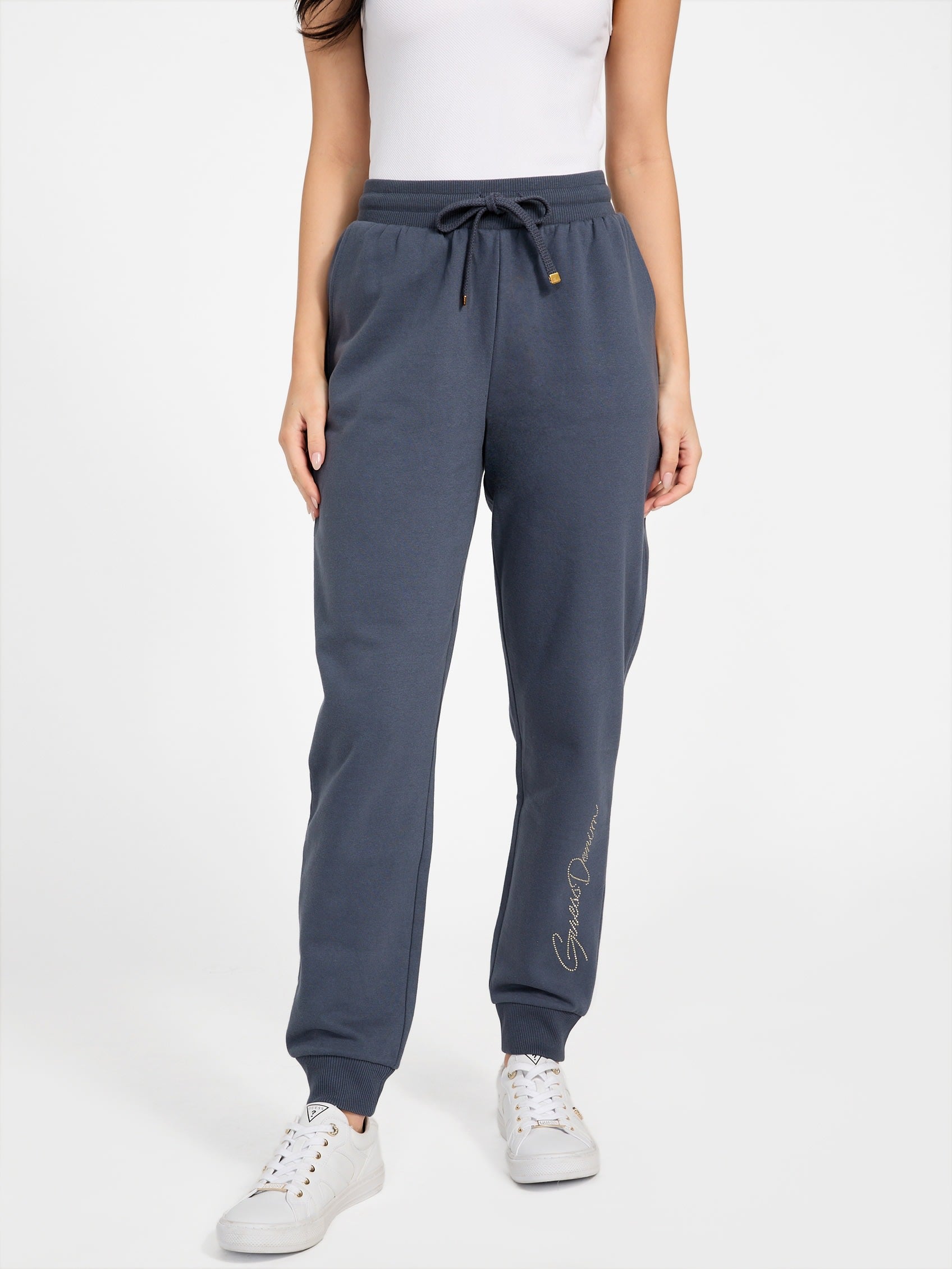 

Джоггеры Milia со стразами Guess Factory, цвет grey shadow blue