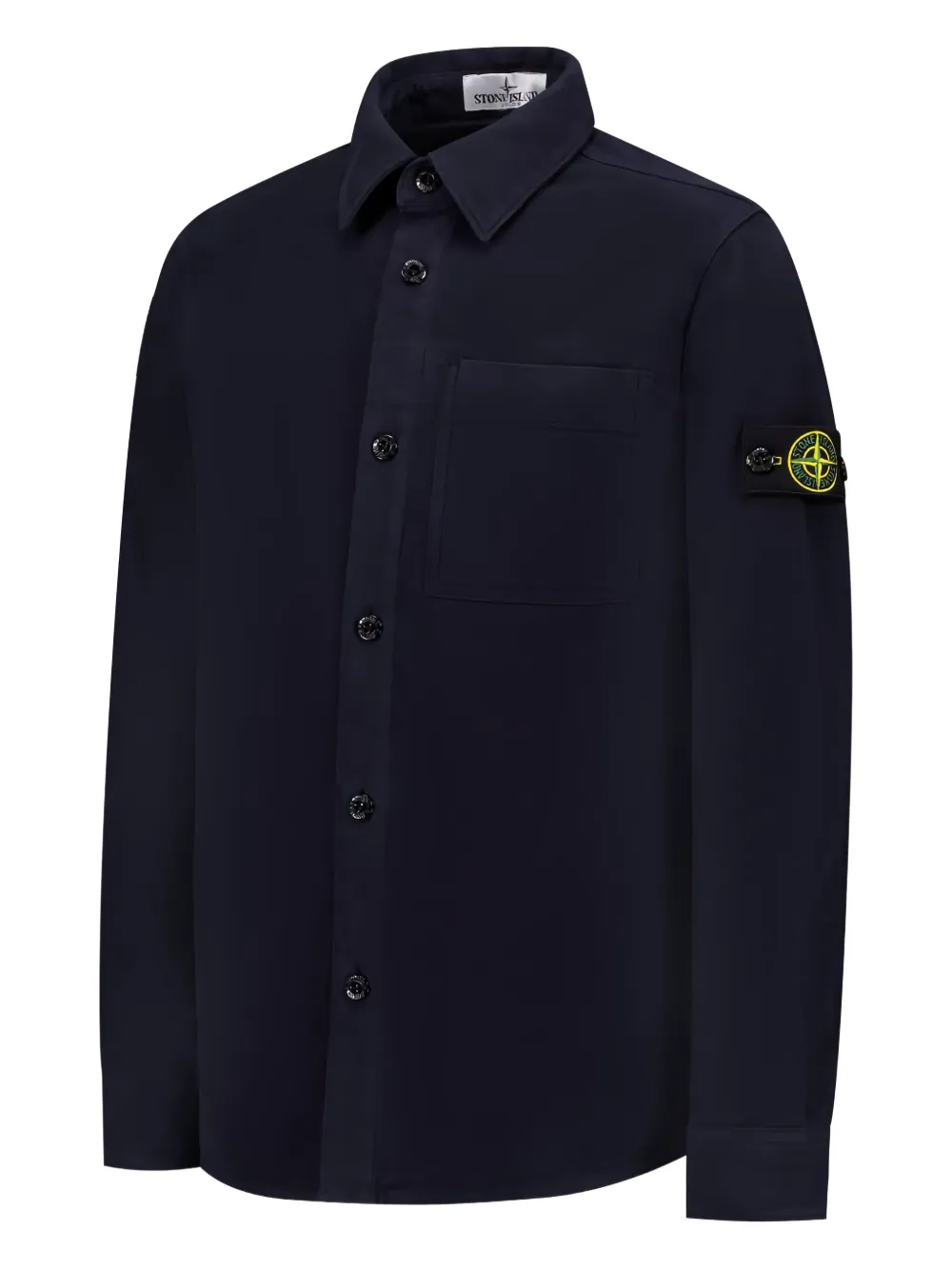 Рубашка на пуговицах с накладными карманами Stone Island Junior, синий — фото 2