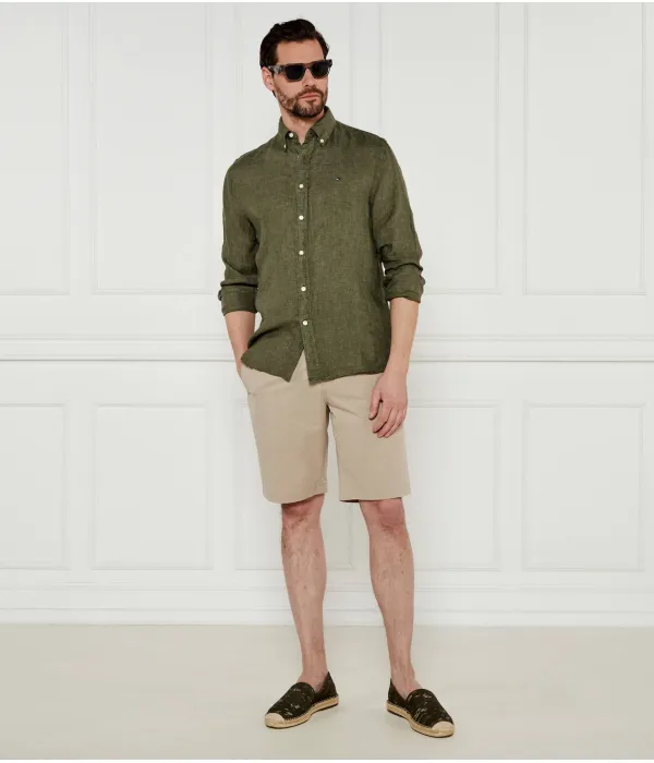 Рубашка из льна, окрашенная пигментом Regular fit Tommy Hilfiger, зеленый — фото 2