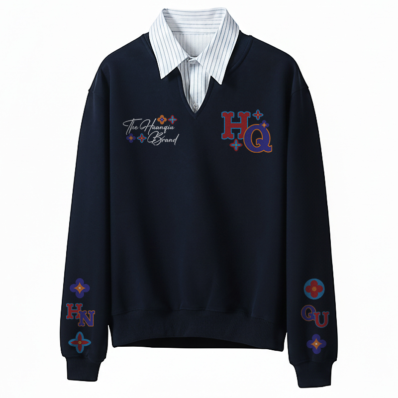 

Свитшот Unisex V-образный вырез утолщенный Regular HUANQIU, темно-синий