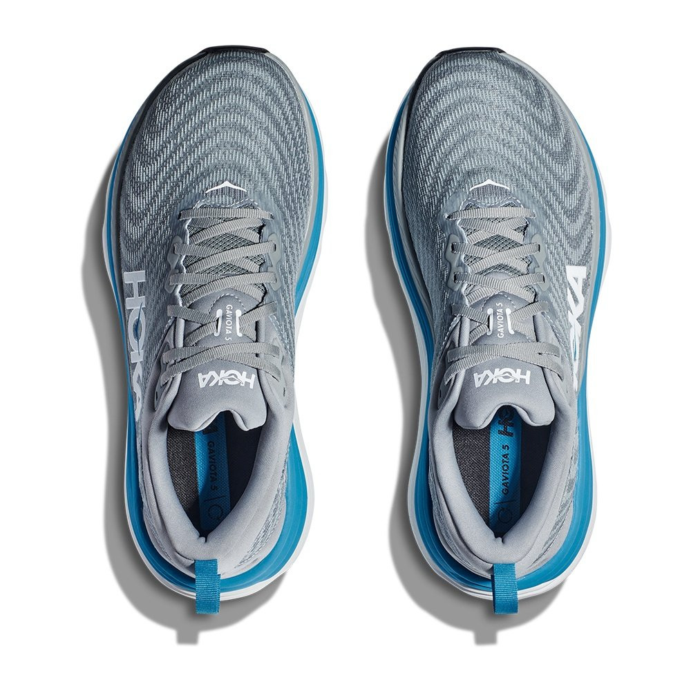 Беговые кроссовки Hoka Gaviota 5 (мужские), Limestone/Diva Blue — фото 4