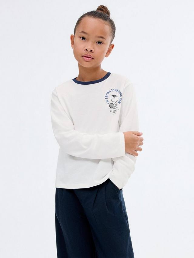 

Детская футболка с длинным рукавом Snoopy контрастная Mango, Natural White