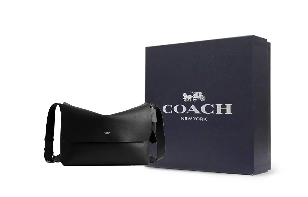 

COACH Кожаная наплечная сумка Cow Leather Large мужская черная