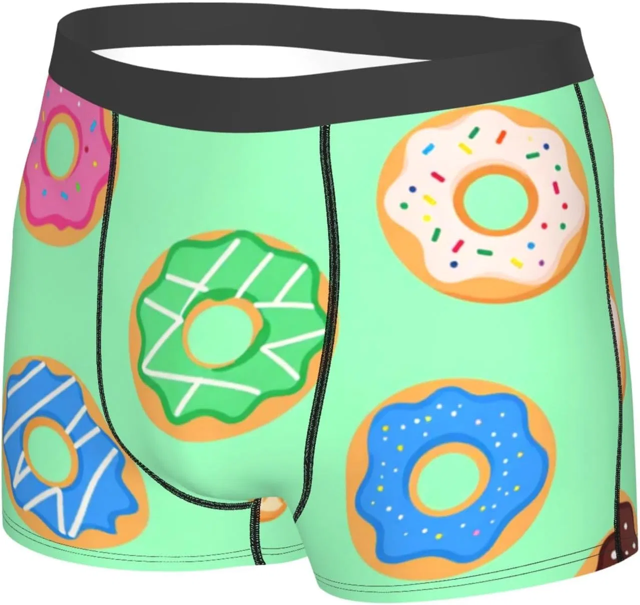Боксеры, Men's Boxer Briefs, Pink Shark, Green Doughnut Pattern 14 — фото 3
