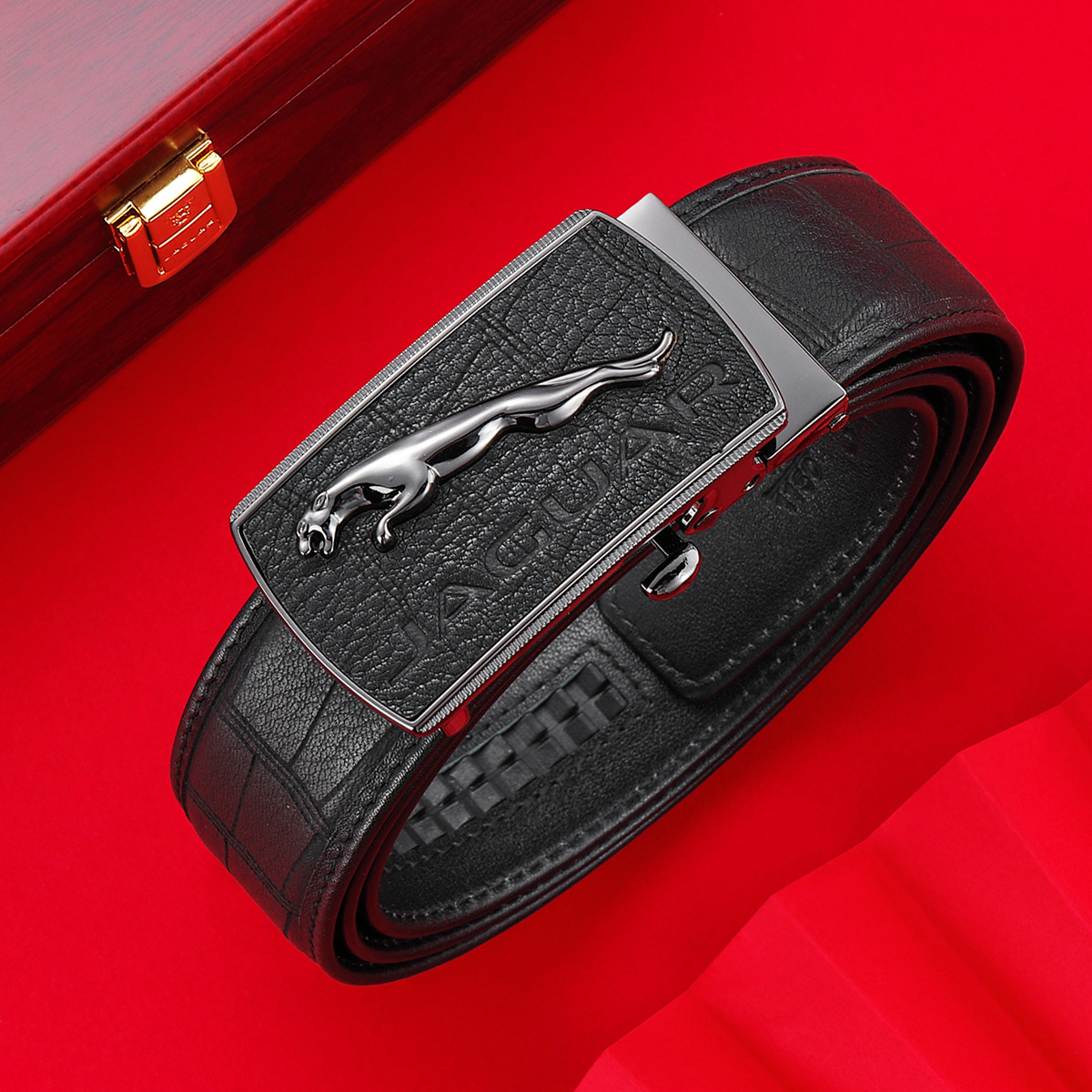 

JAGUAR Ремень из оленьей кожи мужской black 3.55см