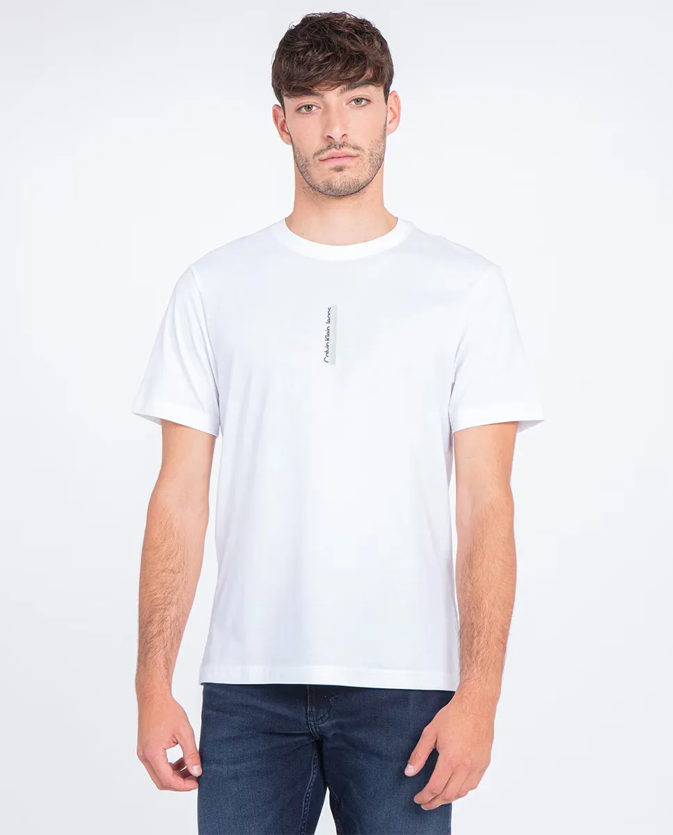 

Мужская облегающая белая футболка из органического хлопка Calvin Klein Jeans, белый