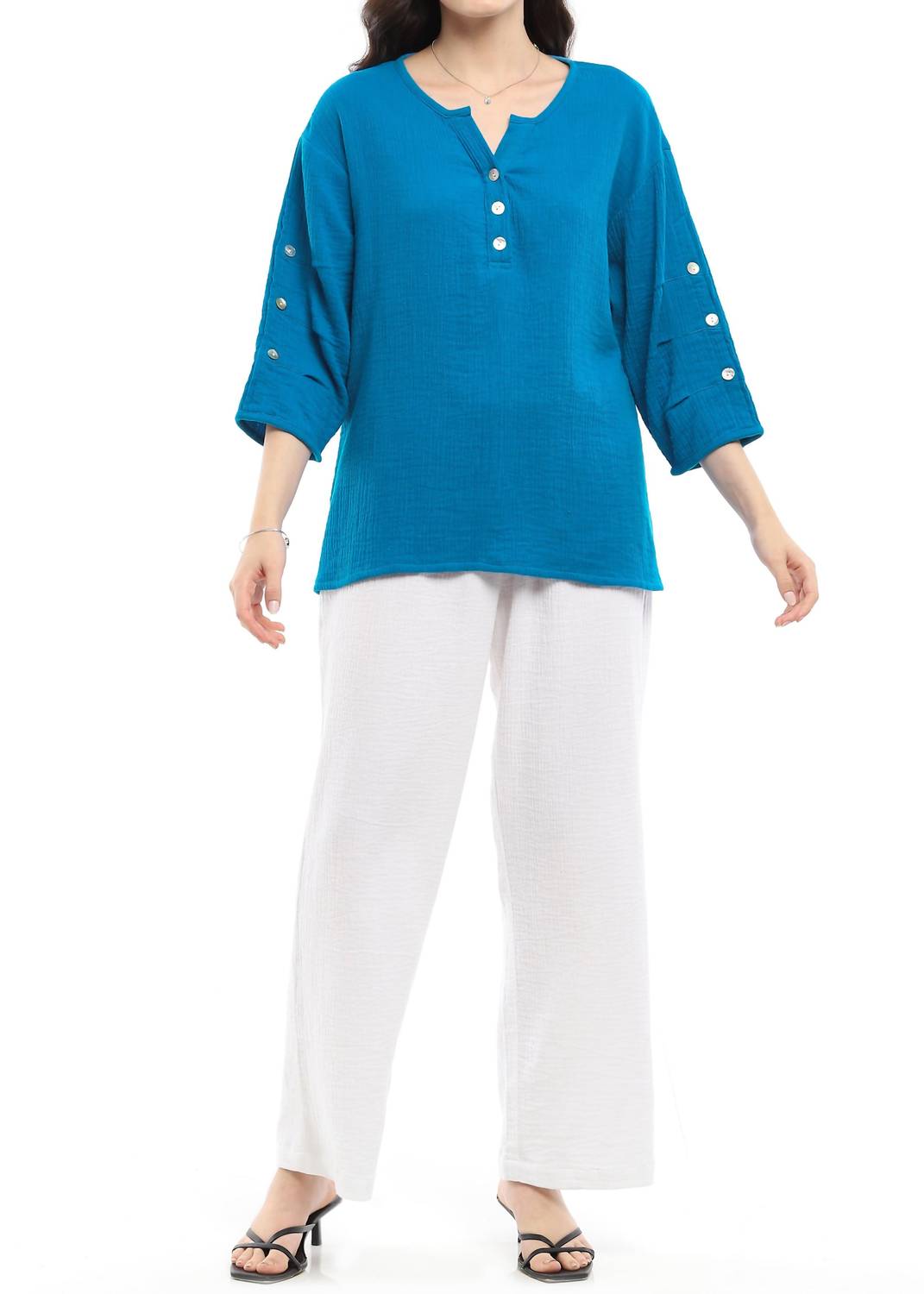 

Топ Shawn с рукавами три четверти цвета Island Blue Parsley & Sage, Island Blue