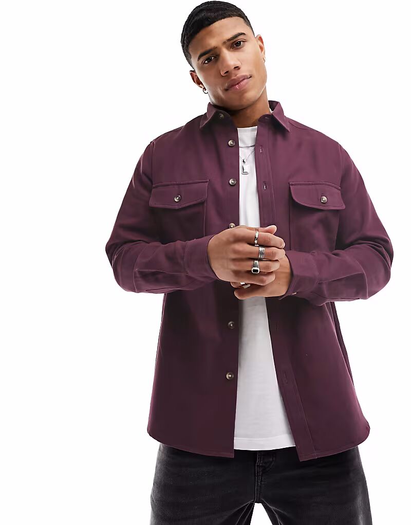 

Хлопковая рубашка бордового цвета Asos Design
