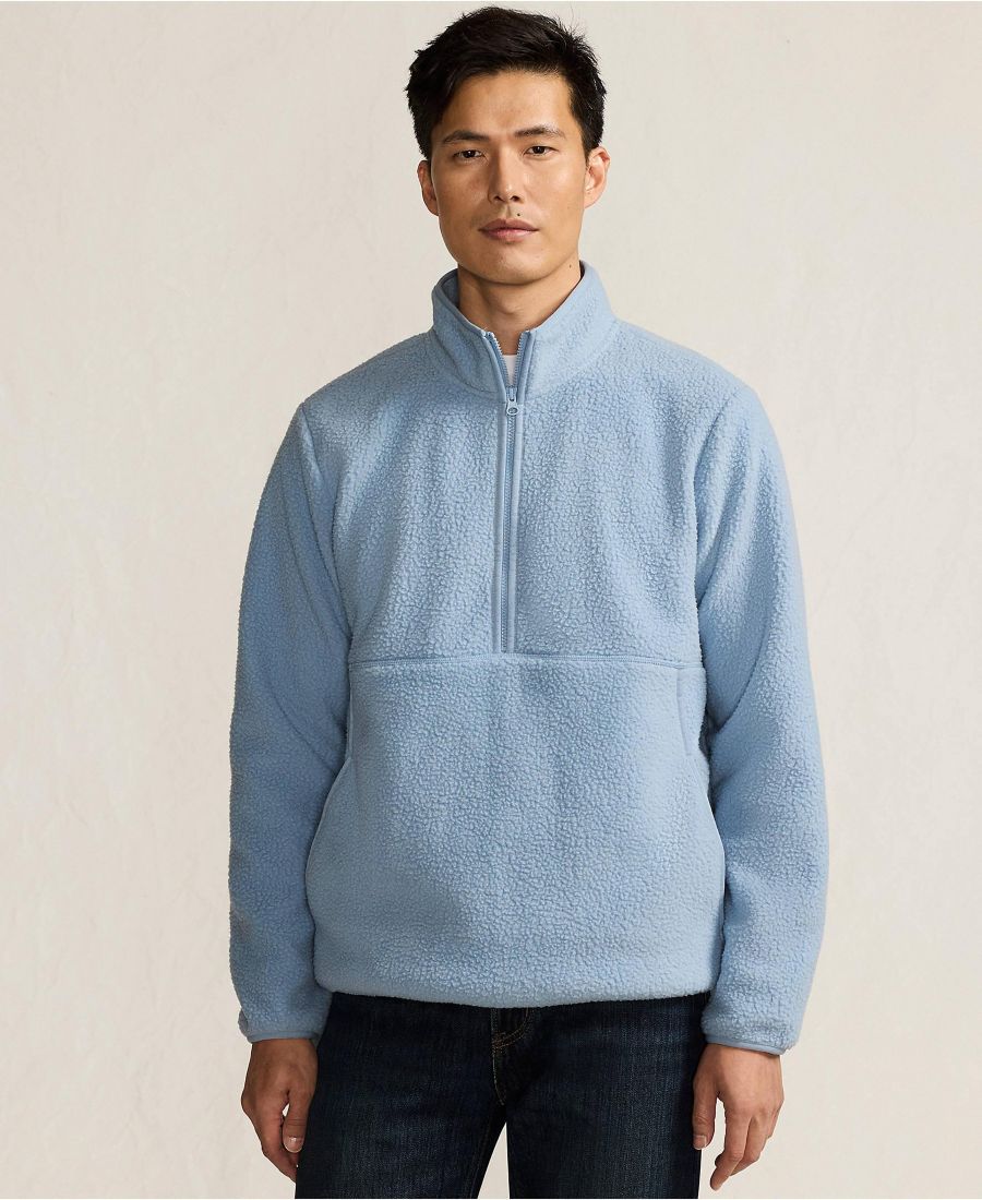 

Мужской высокий пуловер из флиса с застежкой-молнией до середины груди Lands' End, Pale slate blue
