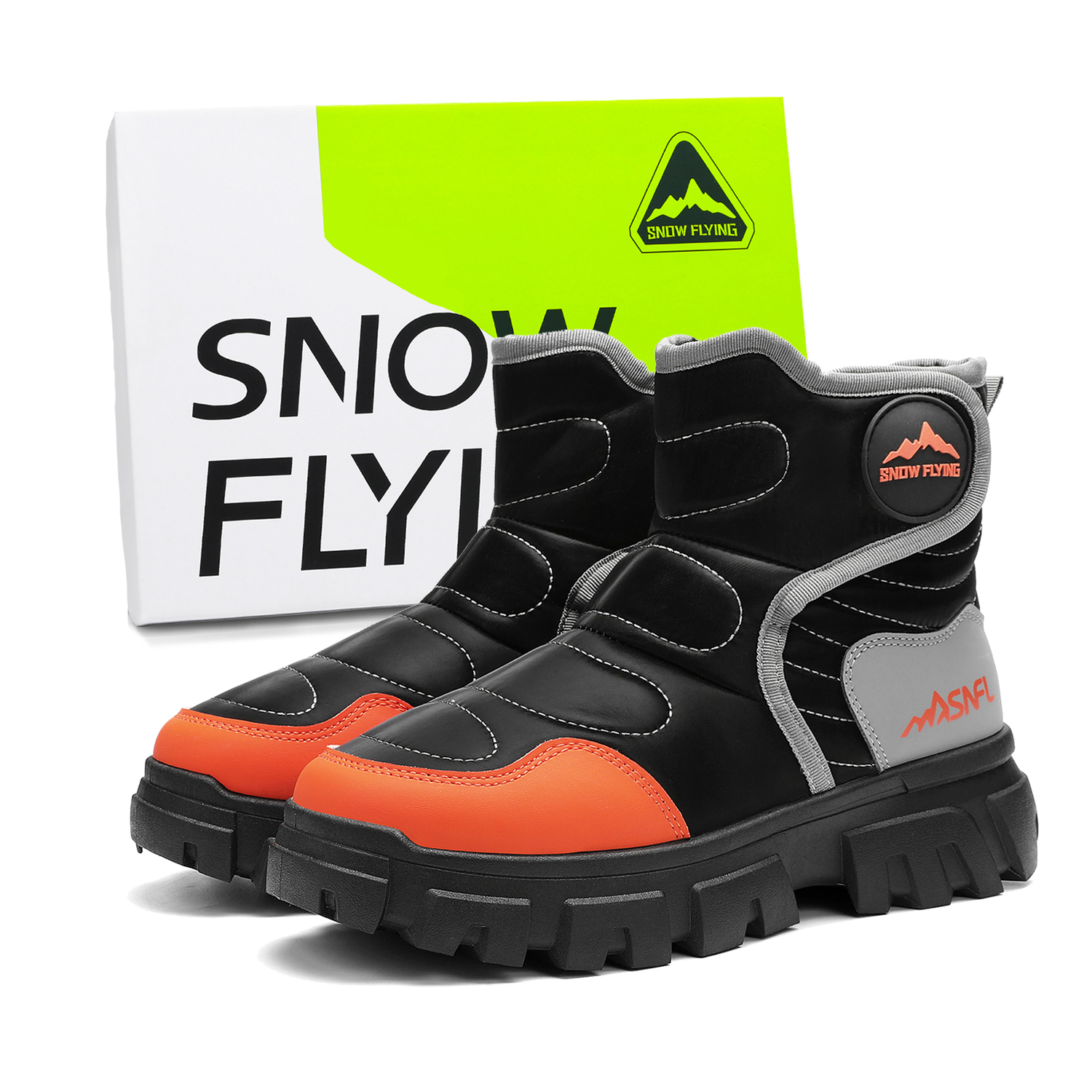 

SNOW FLYING Зимние тактические ботинки Короткие снежные ботинки Унисекс Черный Оранжевый (Коробка), цвет Black Orange (Box)
