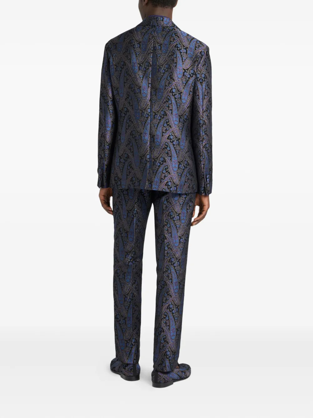 Однобортный жакет с жаккардовым узором пейсли Etro, синий — фото 2