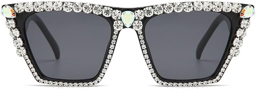 

Солнцезащитные очки ICARA увеличенного размера в винтажном стиле, квадратной формы, для женщин и мужчин - защита от УФ-излучения UV400, ручная работа, украшены стразами, Black/Gery