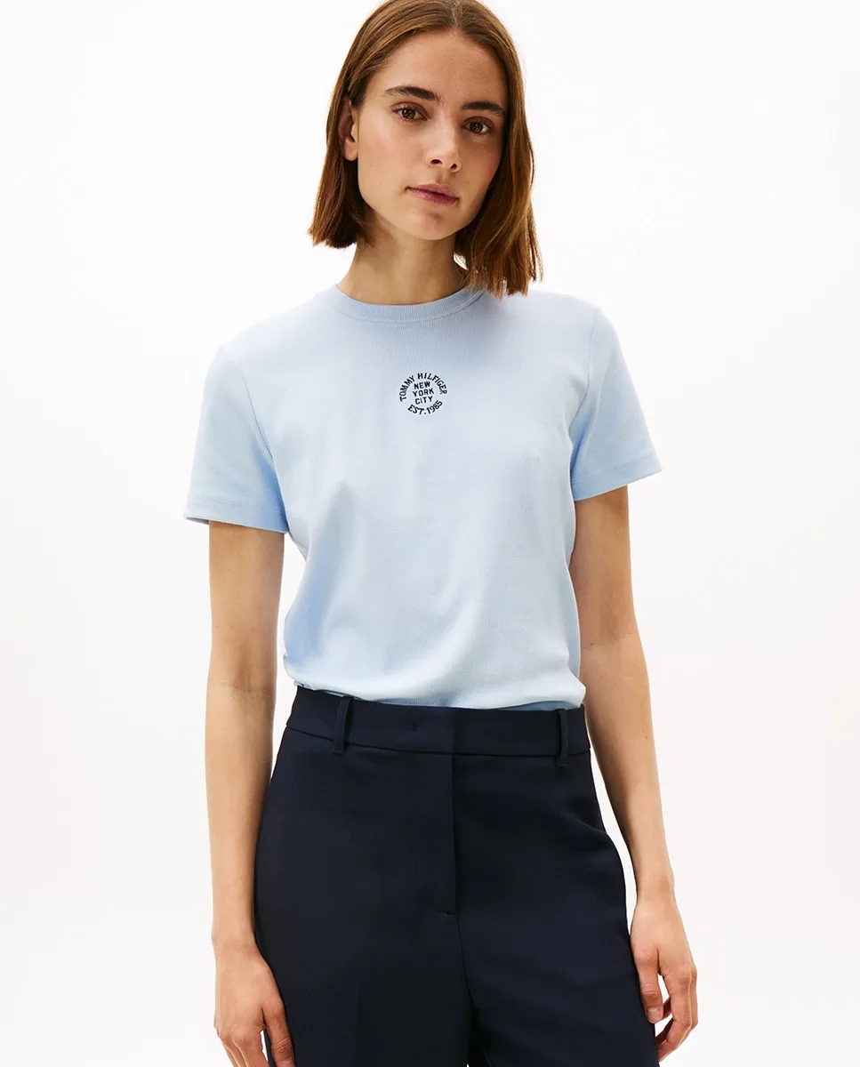 

Женская футболка в рубчик с коротким рукавом Tommy Hilfiger, белый