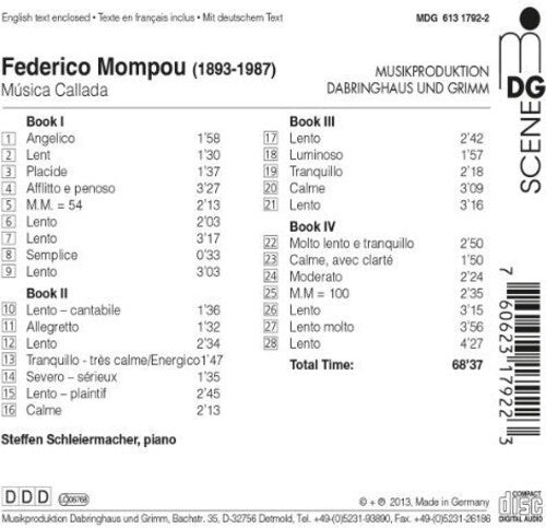 

CD диск Mompou / Schleiermacher: Musica Callada