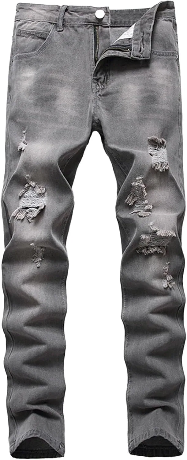 Джинсы Classic Ripped Straight Leg, серый
