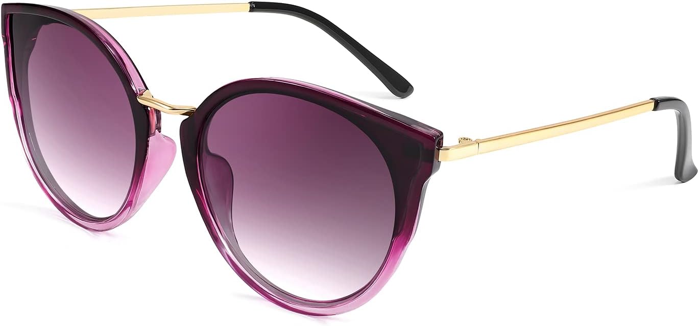 

Винтажные поляризованные солнцезащитные очки FEISEDY «кошачий глаз» для женщин, большие круглые солнцезащитные очки с антибликовым покрытием, модель B7000, Gradual Purple