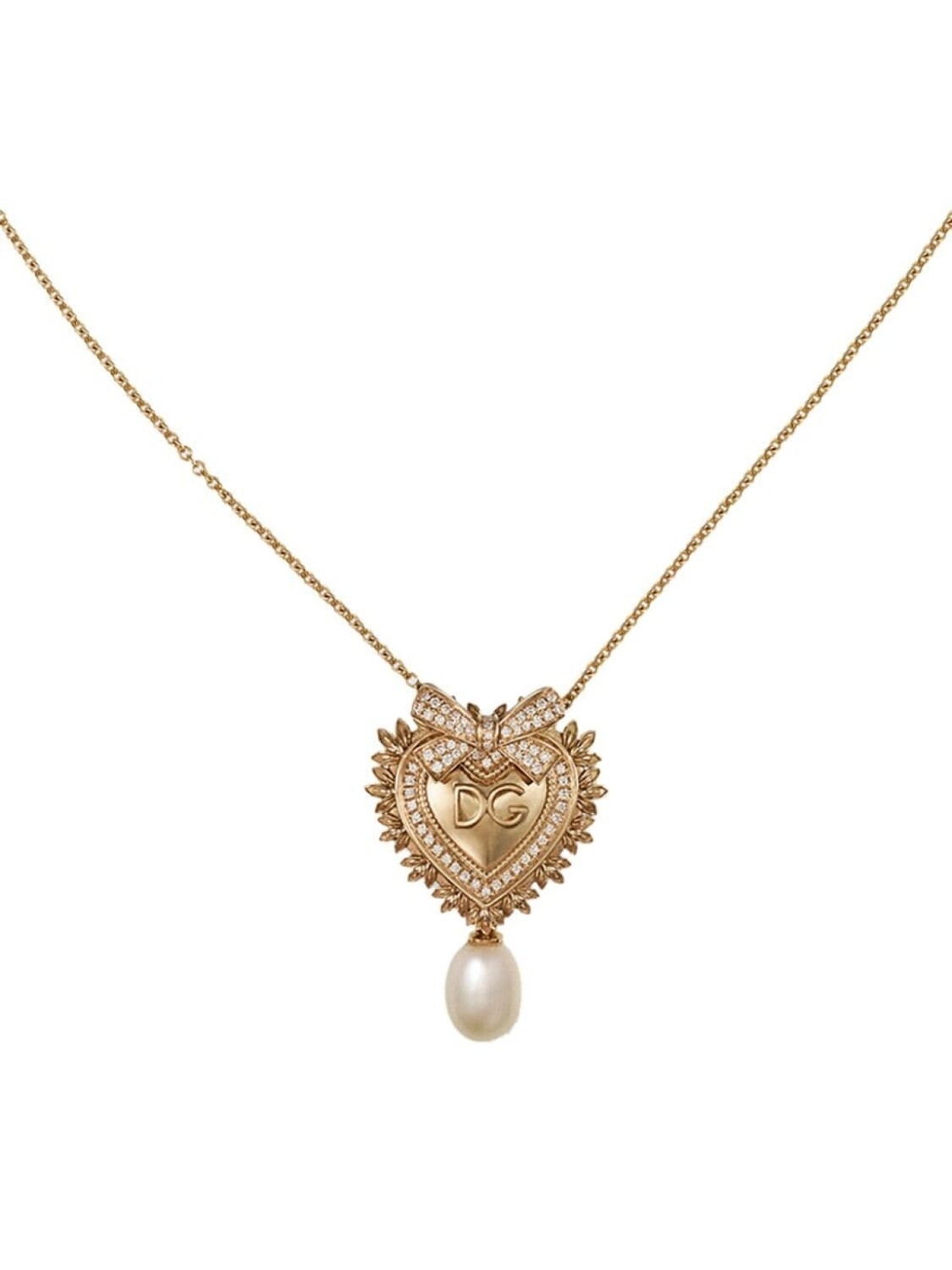Колье Devotion Sacred Heart из желтого золота с жемчугом и бриллиантами Dolce & Gabbana, золотой — фото 2