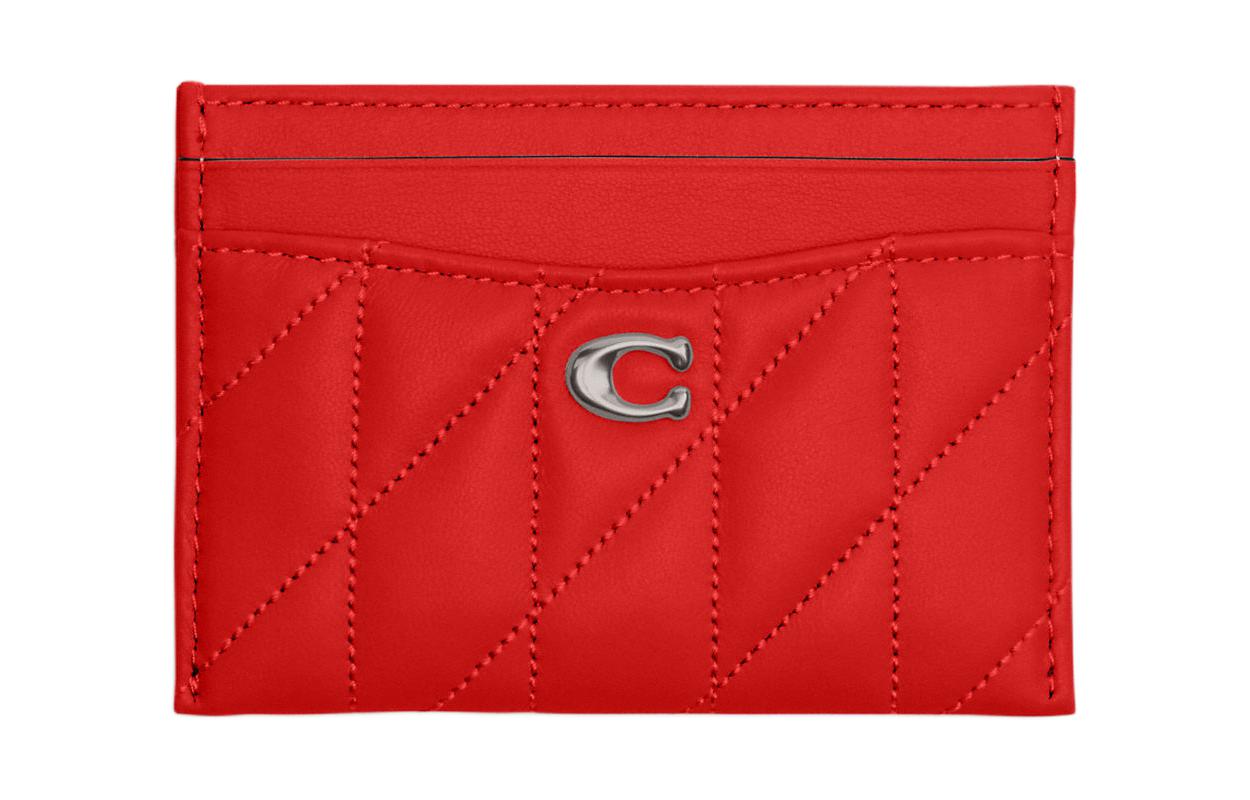 

COACH Держатель для карт из овчины Pillow в спортивном стиле для женщин, красный