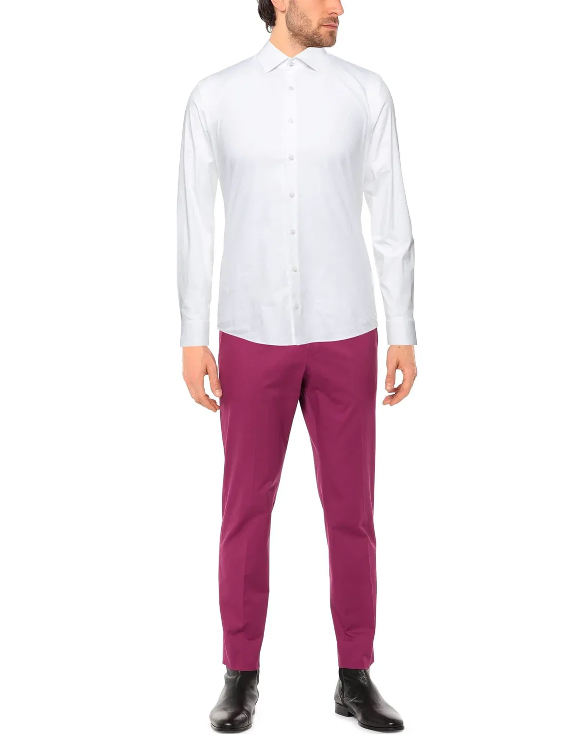 Рубашка с вышивкой slim-fit Calvin Klein белая — фото 2