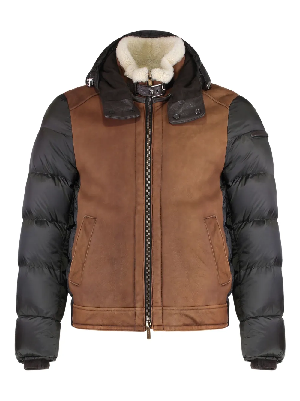 

Куртка-пуховик с кожаными вставками Moorer, черный