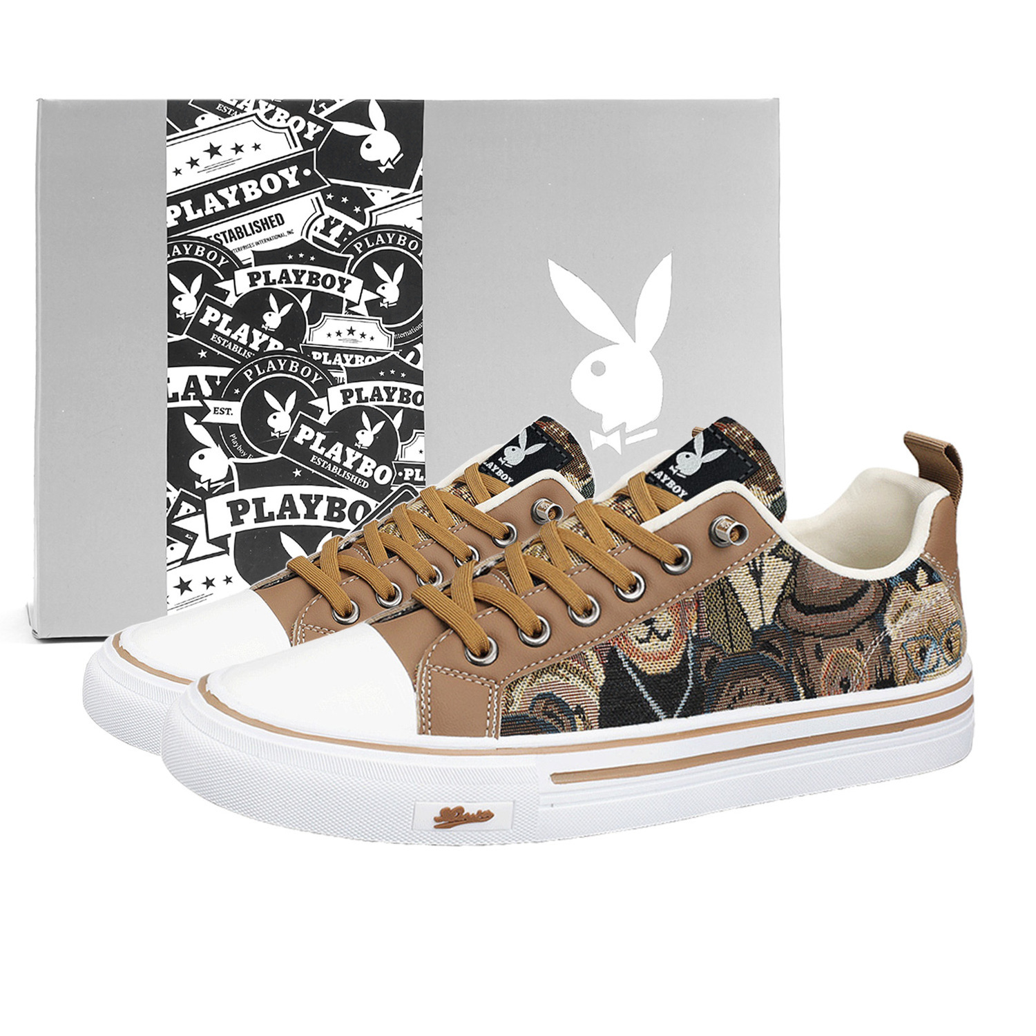 

Playboy Мужские низкие скейтерские кеды цвета хаки, цвет Khaki