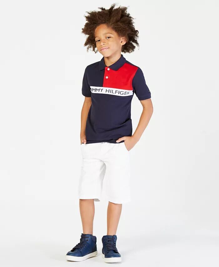 Поло с цветными блоками и логотипом Big Boys спереди Tommy Hilfiger — фото 3