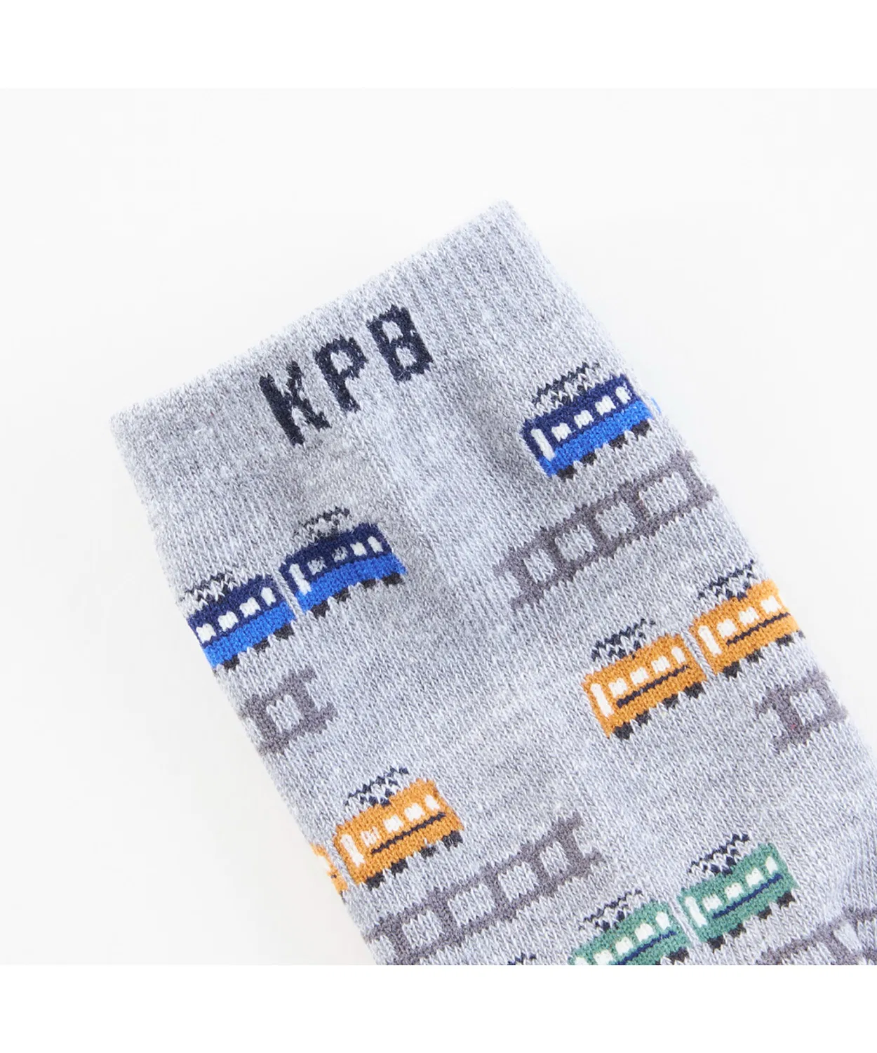 Носки детские с рисунком поездов, Crew Socks, японские, 11-23 см, серый меланж — фото 3