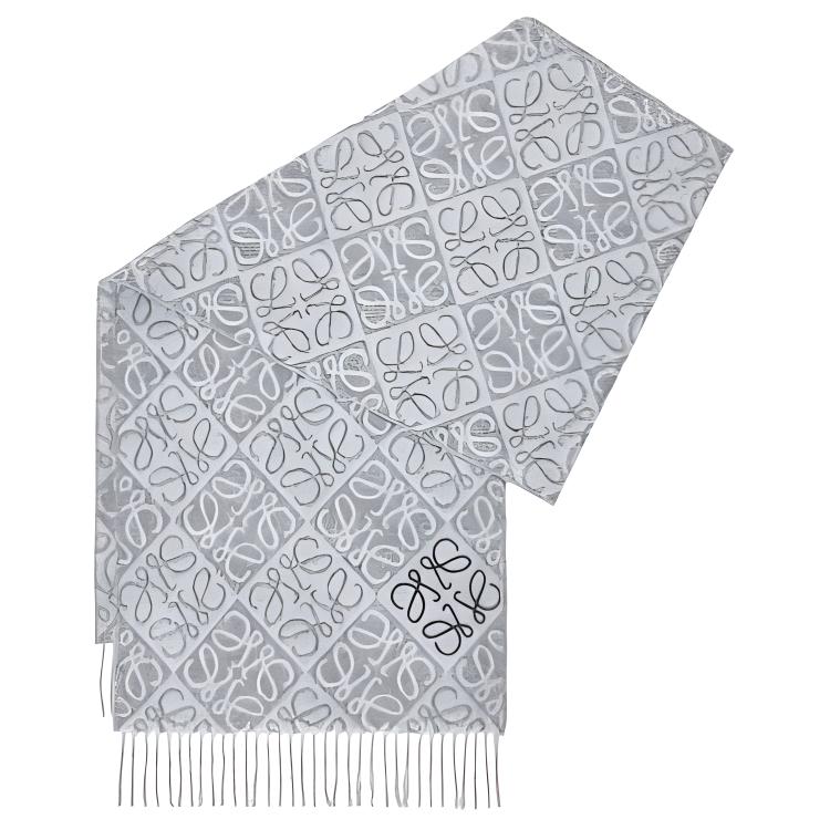 

LOEWE Шерстяной вязаный шарф унисекс серый, Gray