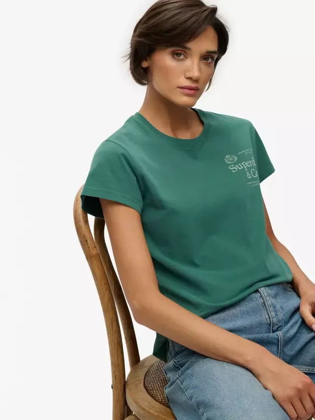 Классическая повседневная футболка класса люкс, сосново-зеленый цвет Superdry — фото 4