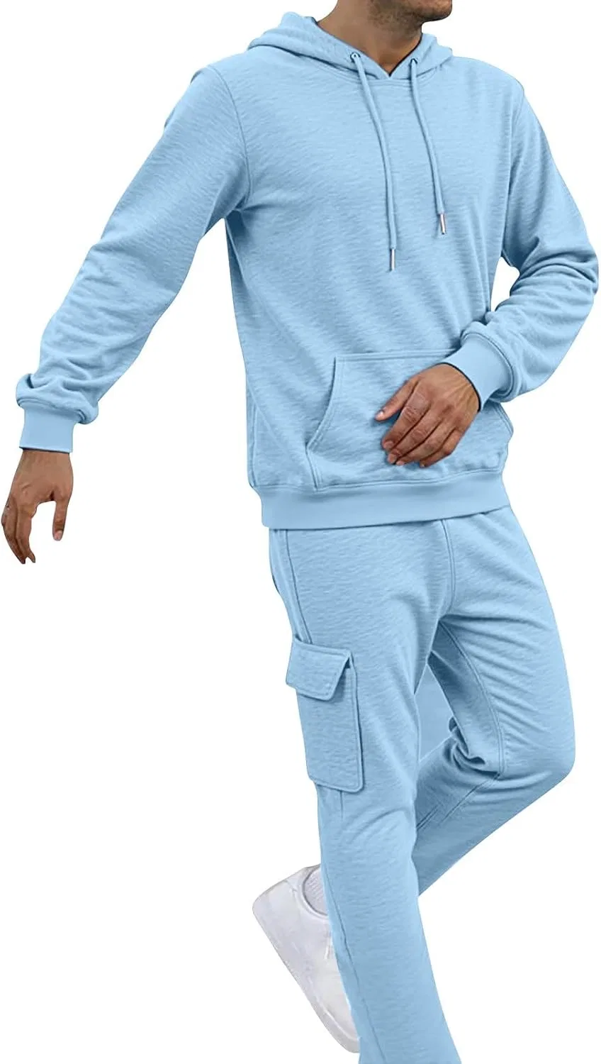 Спортивный костюм мужской из 2 предметов, трикотажный, Light Blue