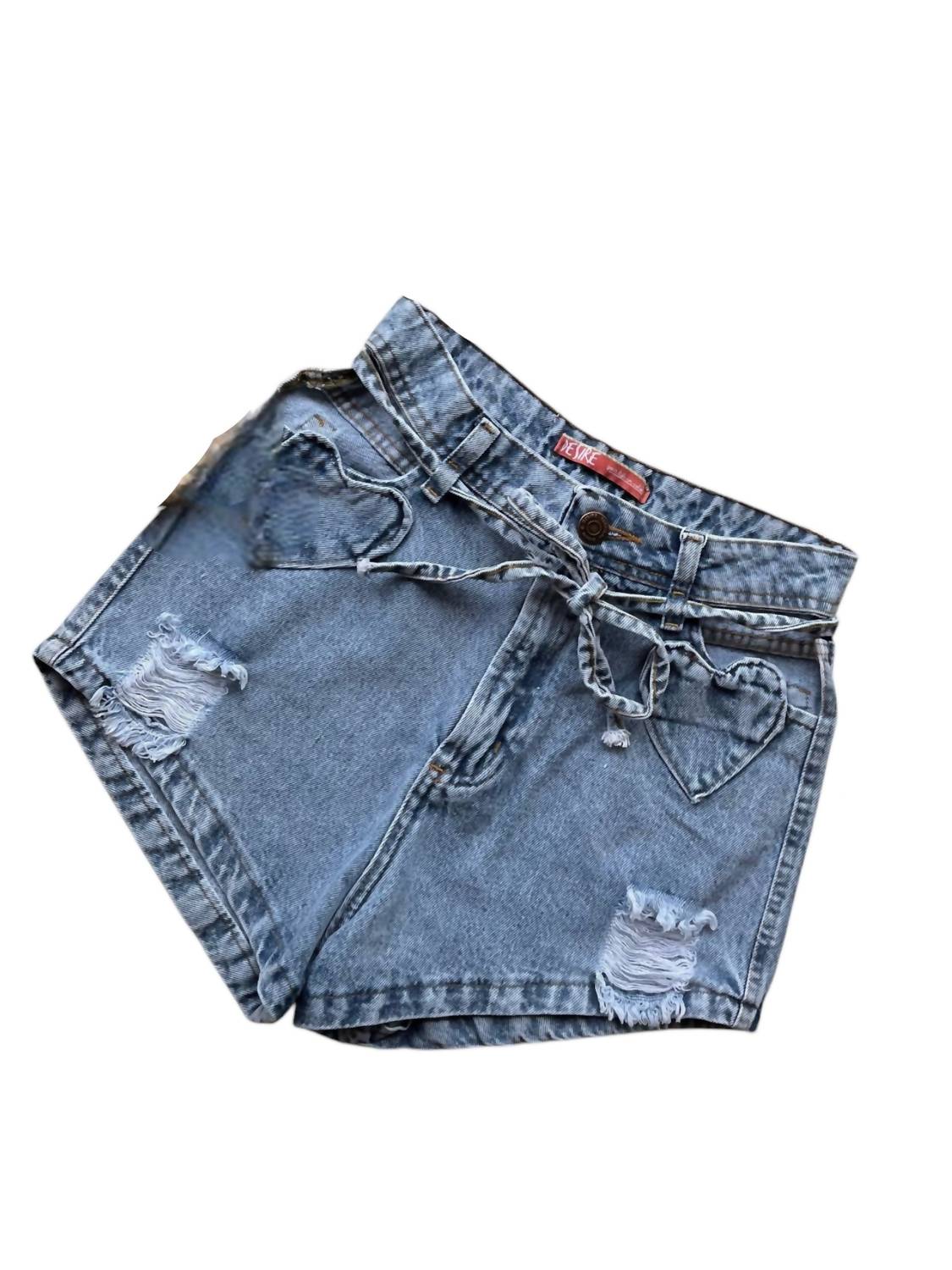 

Шорты с двумя сердечками синего цвета Desire Denim