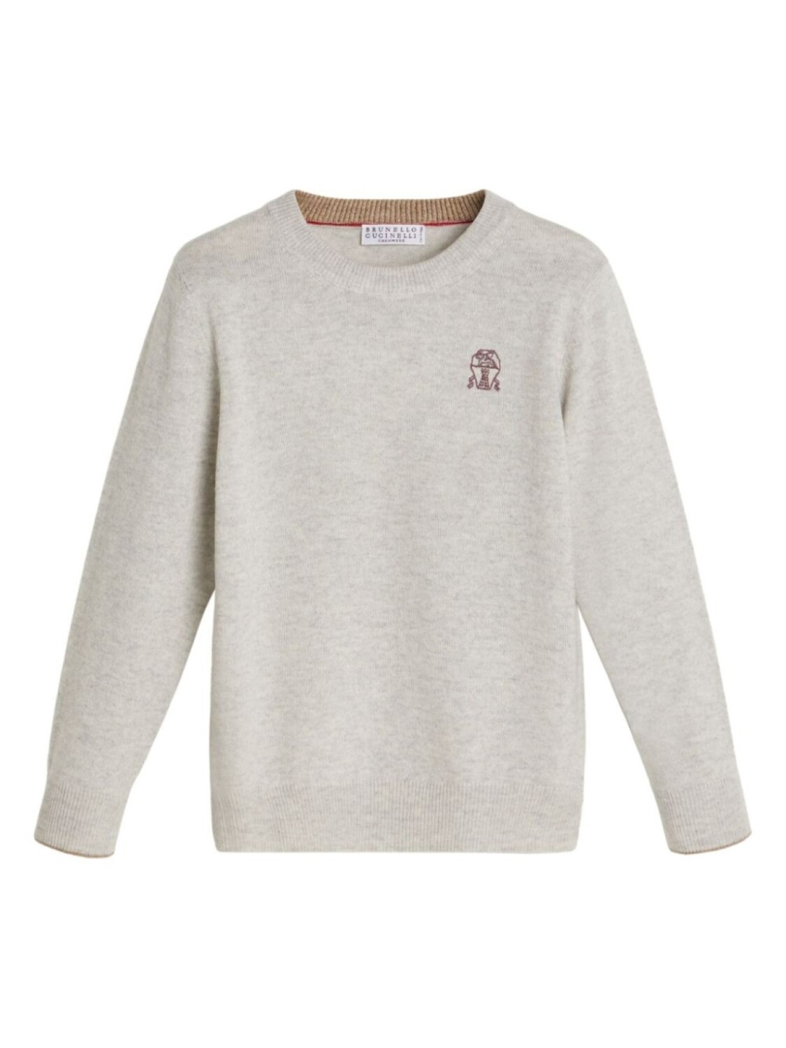 

Brunello Cucinelli Kids кашемировый джемпер с вышитым логотипом, нейтральный цвет