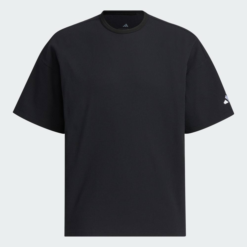 Футболка с коротким рукавом свободного кроя из вафельной ткани Adidas, black — фото 4