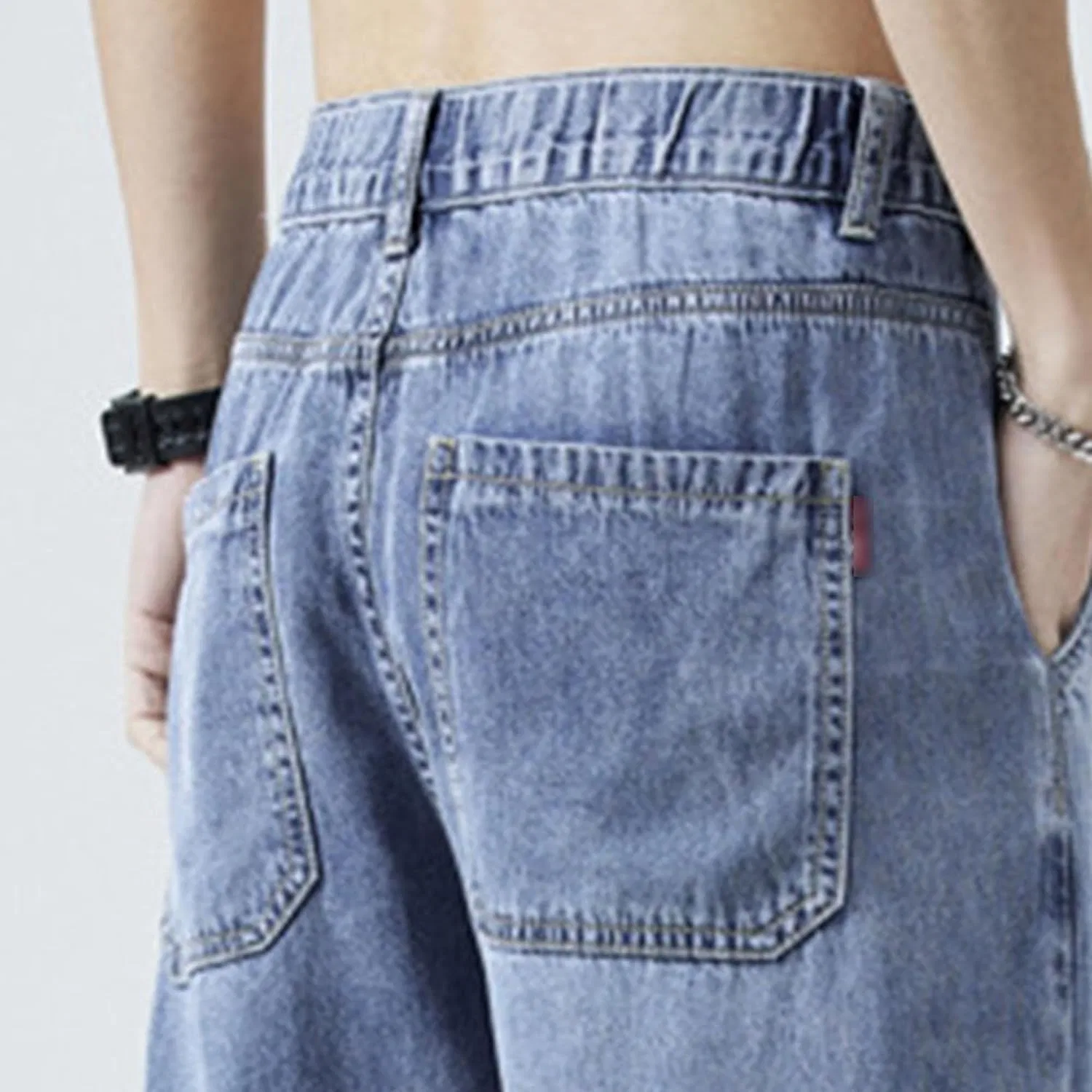 Джинсы свободные, Men's Non-Stretch Baggy Jean, синий — фото 3