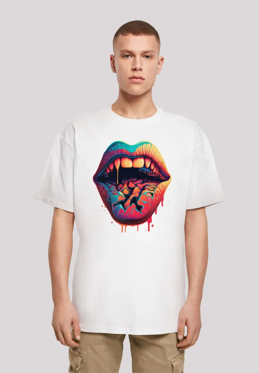 

F4NT4STIC Футболка "Drooling Lips OVERSIZE TEE", принт, белый