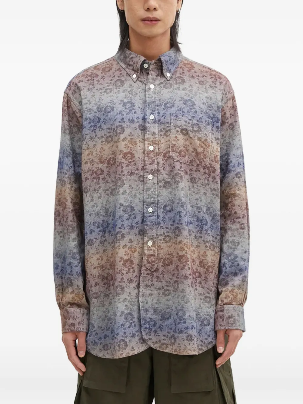 

Рубашка с цветочным узором Engineered Garments, синий