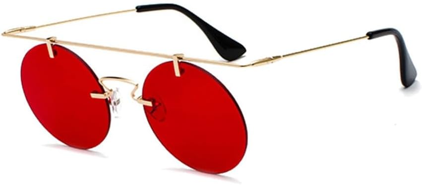 

Модные очки 2027 года для мужчин и женщин: классические круглые безободковые солнцезащитные очки в стиле стимпанк, винтажные очки с защитой от УФ-излучения UV400 MTZJH, 8