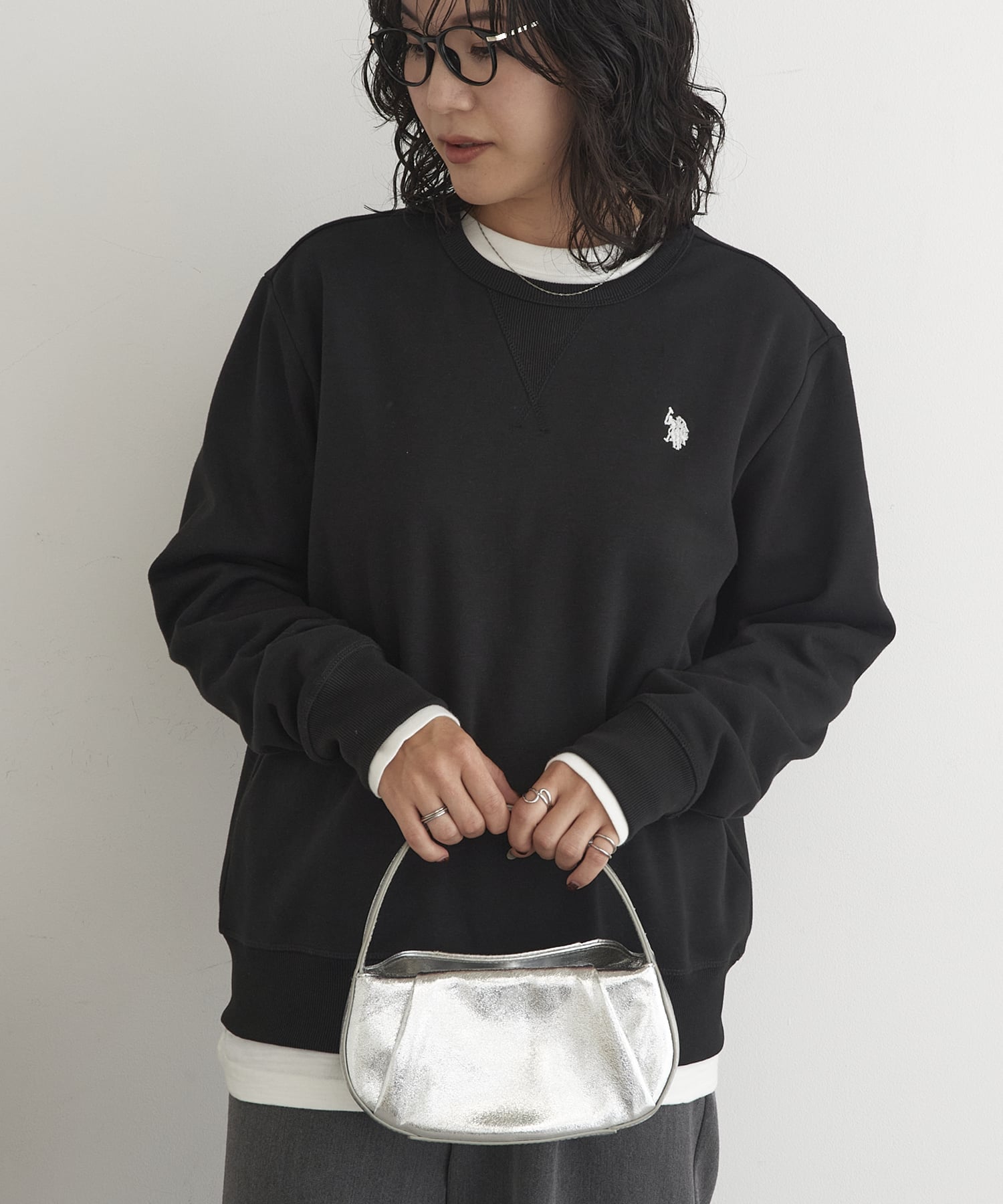 Толстовка US POLO ASSN./One-Point Logo Double-Face с трехниточной строчкой ST. U.S. Polo Assn., BLK — фото 2