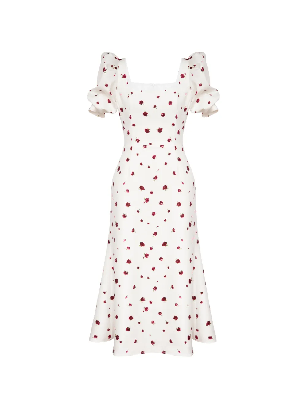 

Платье миди с квадратным вырезом и цветочным принтом Post Meridiem, белый