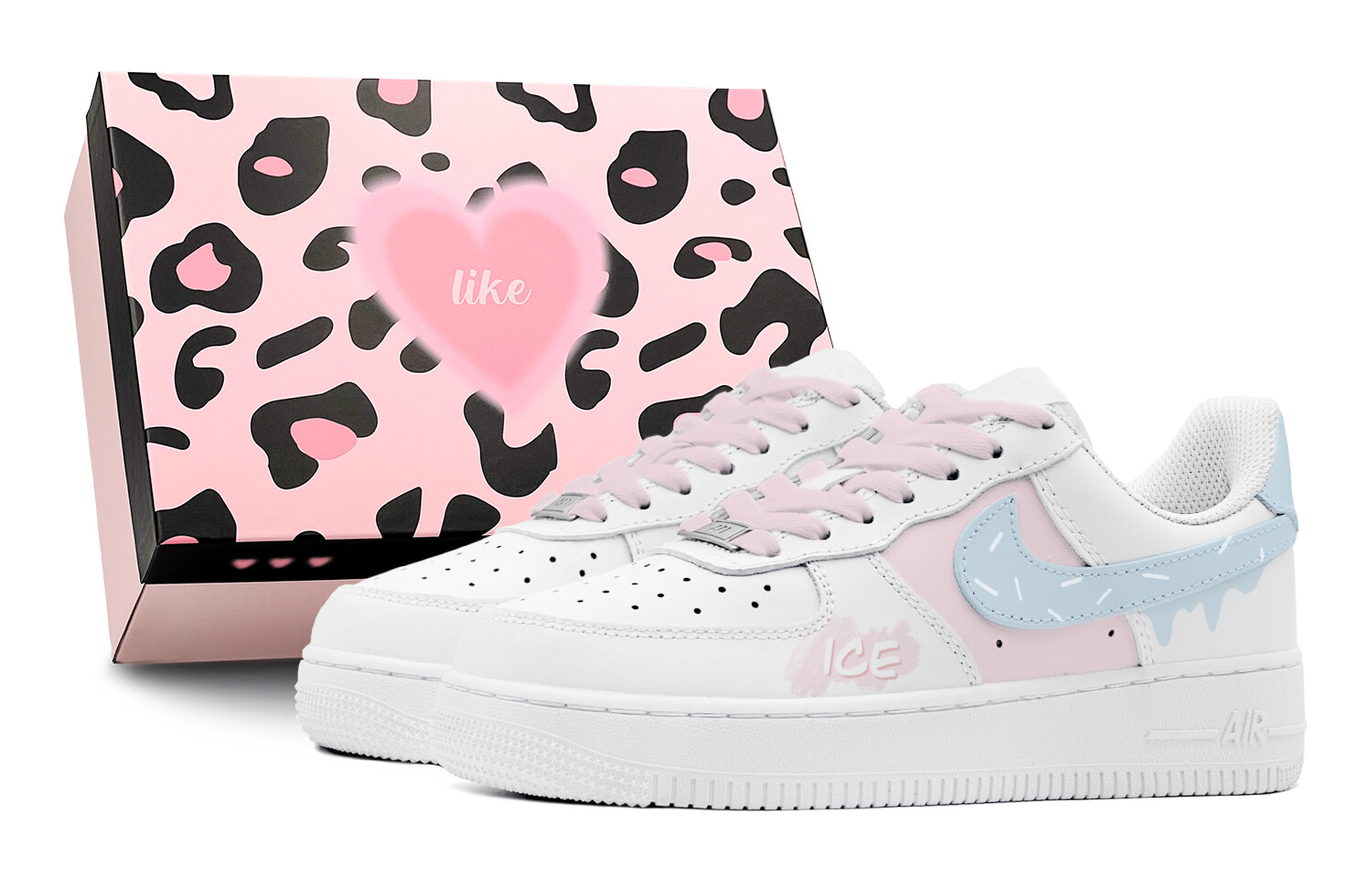 

Кроссовки Nike Air Force 1 Skateboarding Shoes Women's Low-top Blue, синий/розовый