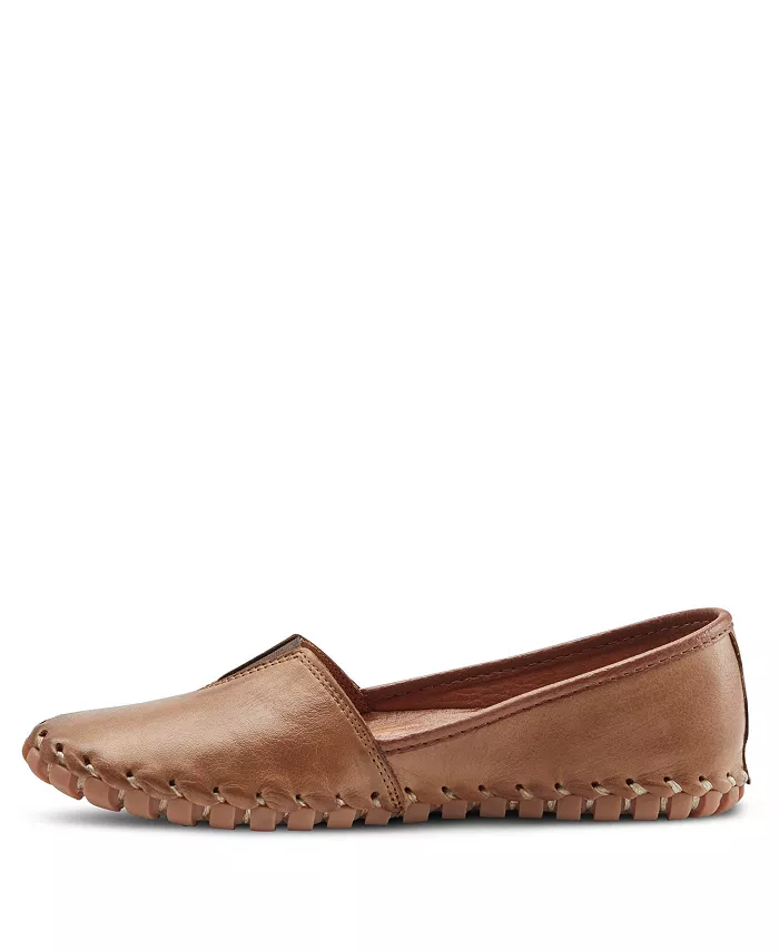 Туфли Kathaleta Leather Slip-On Comfort Flats с V-образной эластичной выемкой, поддержкой свода стопы и съемной стелькой Spring Step, коричневый — фото 2