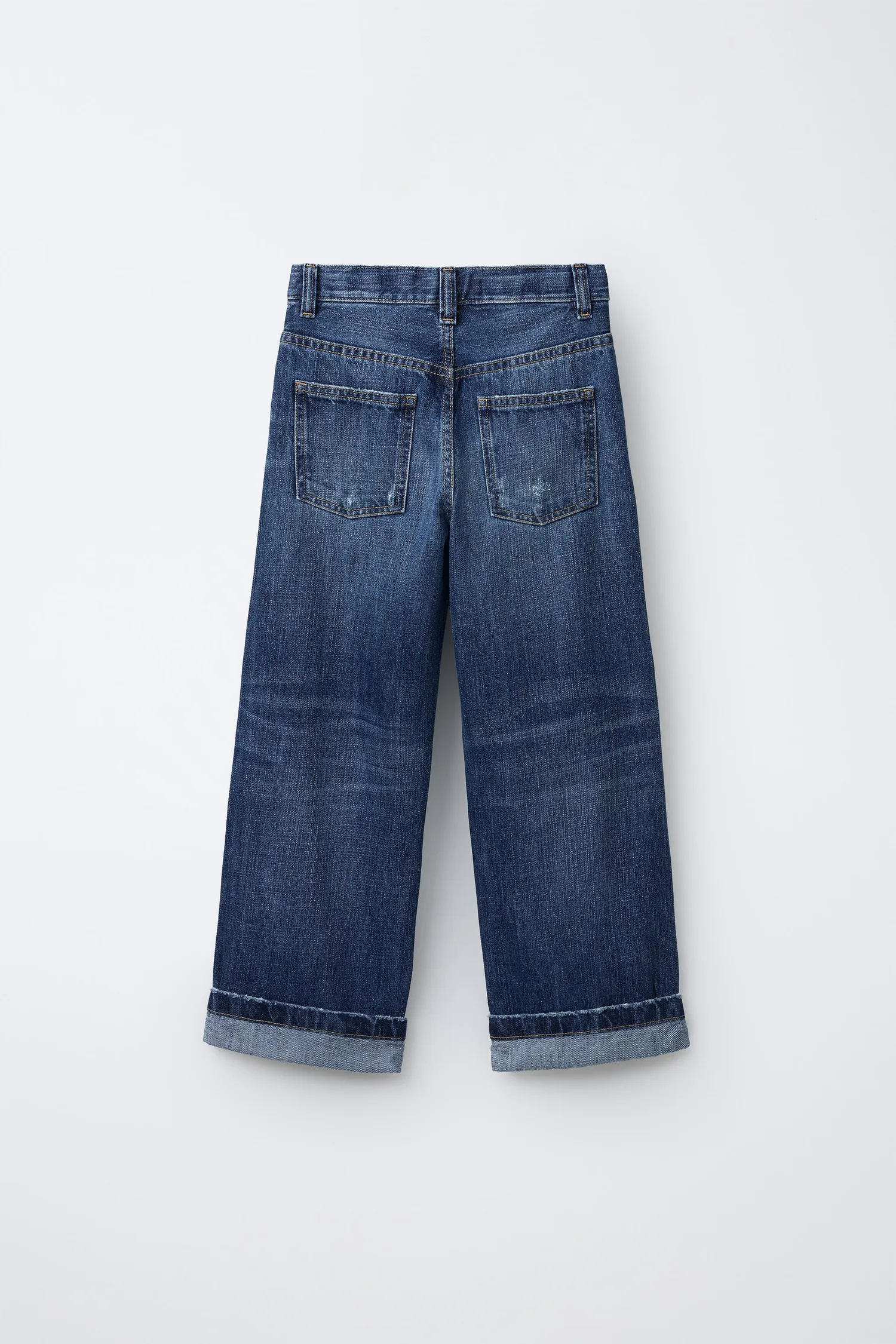 Свободные джинсы с подвернутым краем из кромки Zara, синий — фото 2