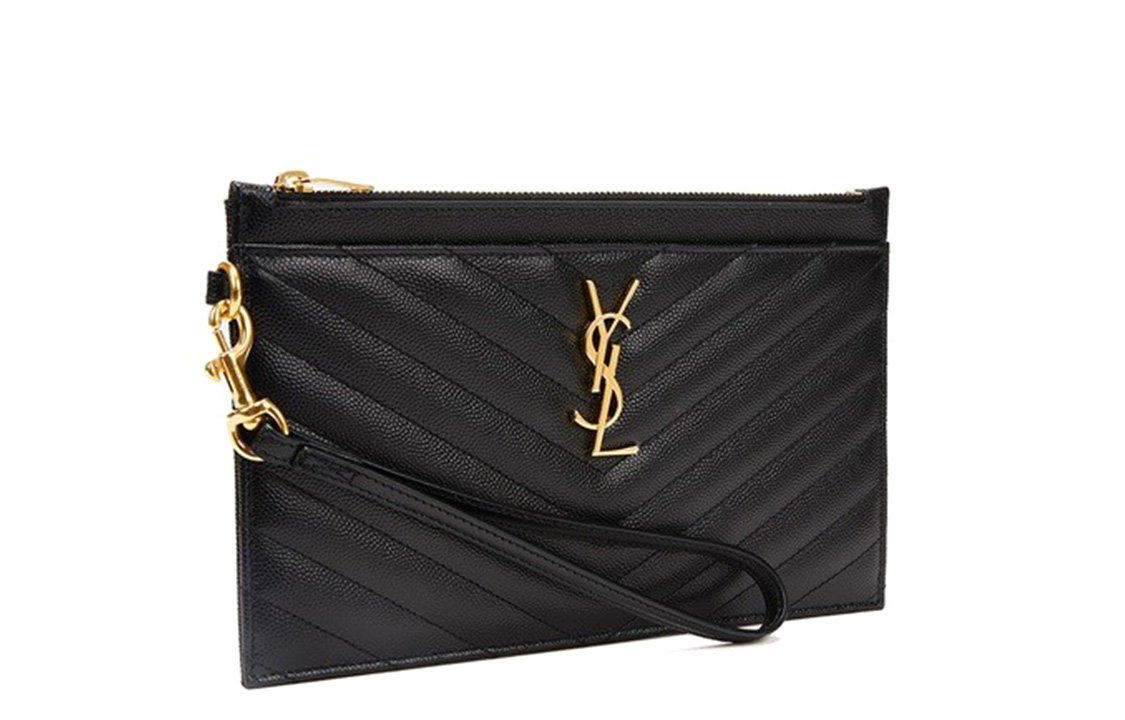 SAINT LAURENT CASSANDRE Клатч из коровьей кожи для женщин черный — фото 2