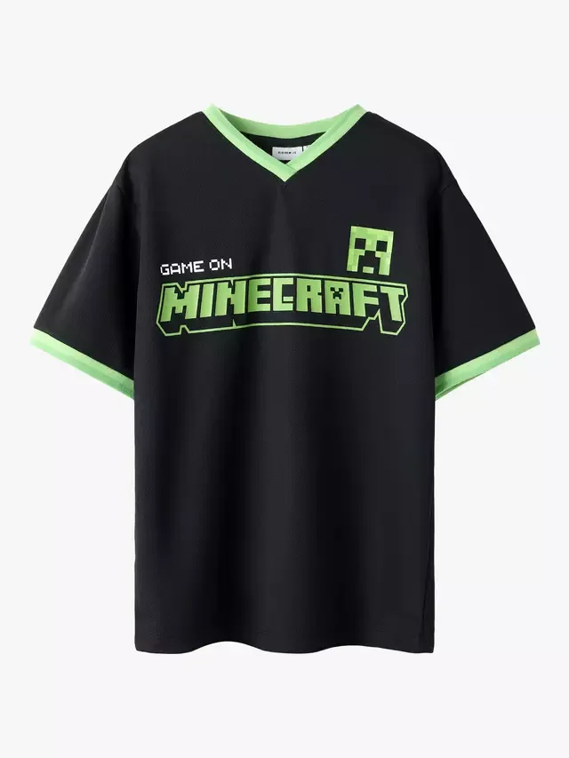 Детская футболка Minecraft с V-образным вырезом, черная NAME IT