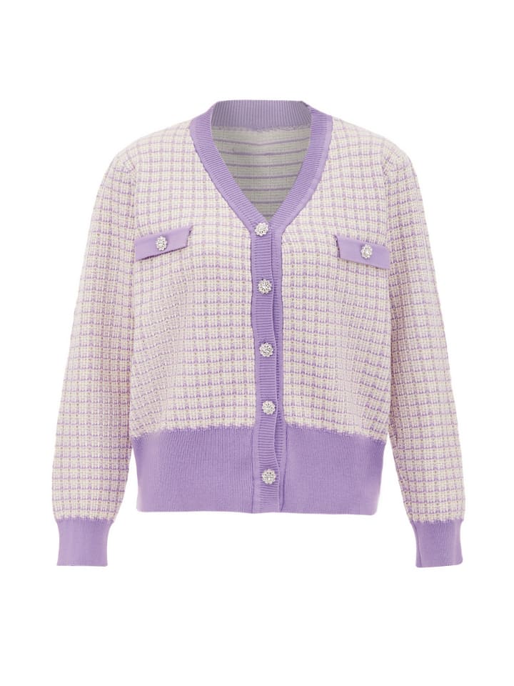 

Женский кардиган в кремово-белом и лавандовом цветах faina