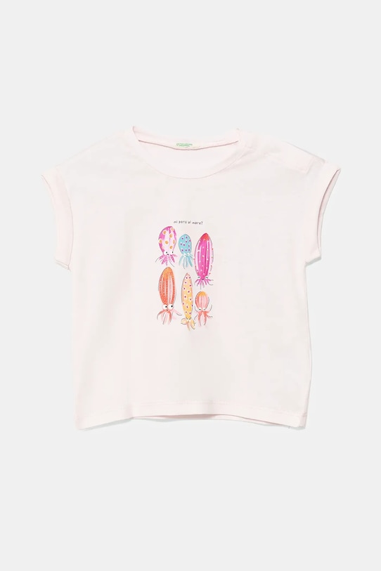 

Хлопковая футболка для малышей United Colors Of Benetton, розовый