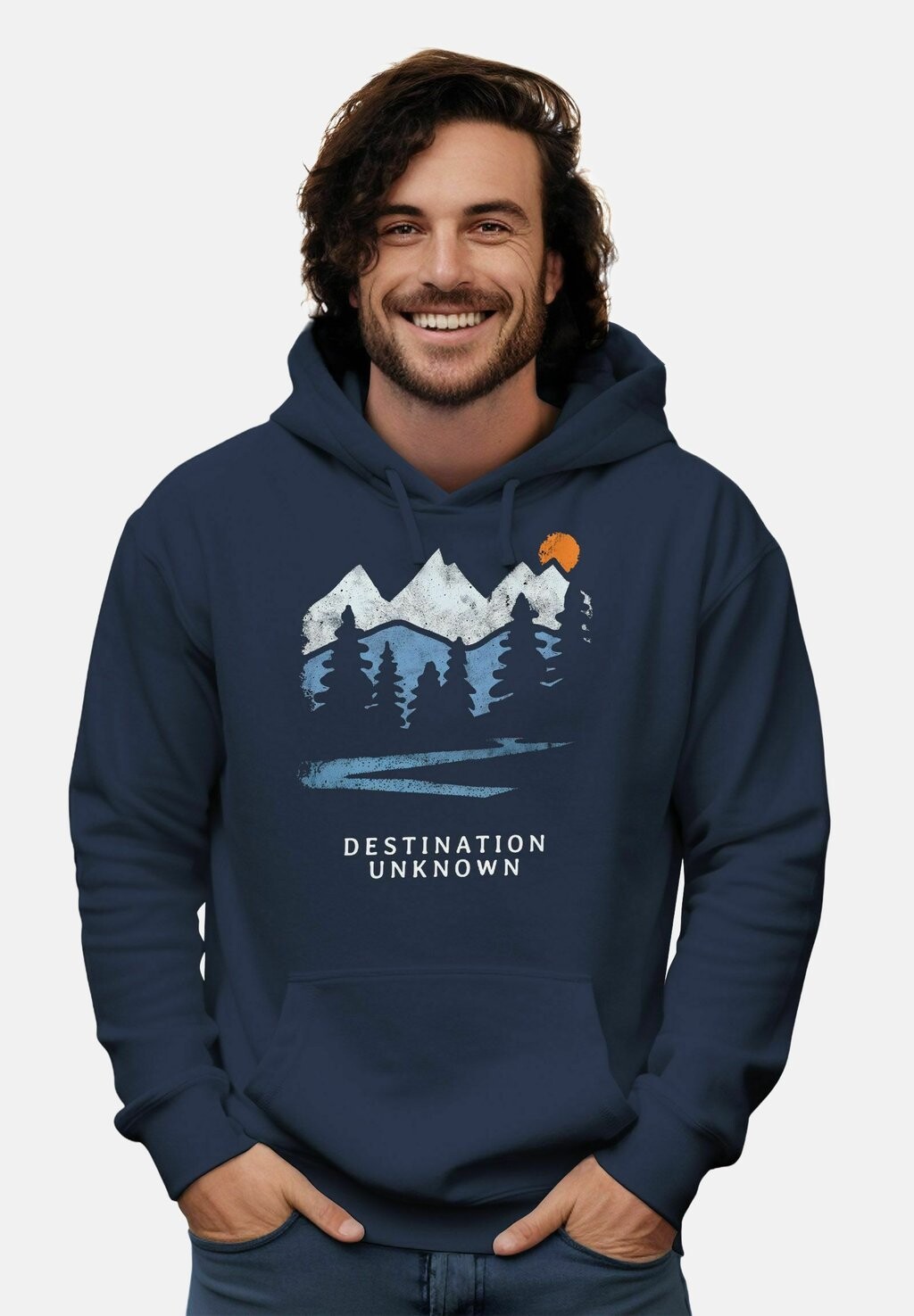 

Толстовка с капюшоном BERGE WANDERN ADVENTURE OUTDOOR MINIMALISTISCHER FRONTPRINT RETRO FASHION Neverless, темно-синий