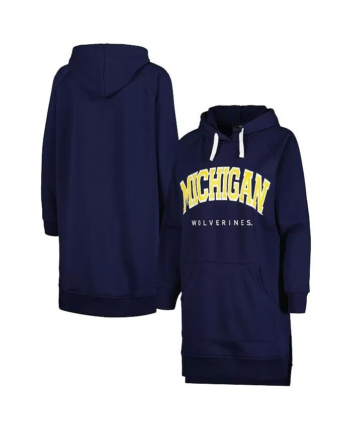 

Женское темно-синее платье-свитшот с капюшоном и реглан Michigan Wolverines Take a Knee Gameday Couture