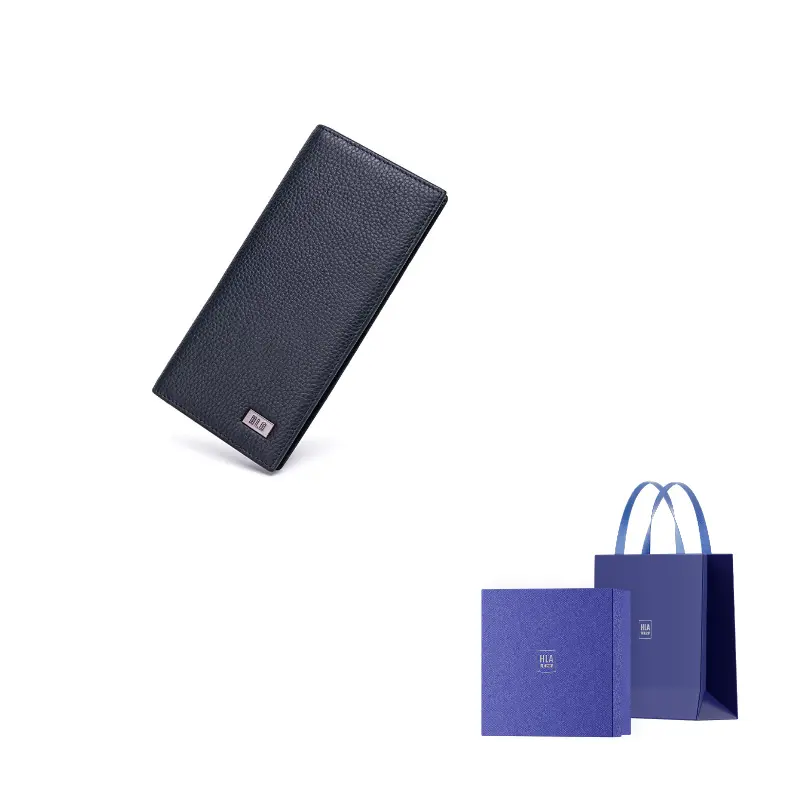 

HLA Кожаный кошелек с денежным зажимом и кожаной клипсой унисекс черный, Blue
